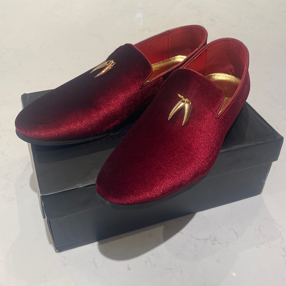 Gentleman’s Guru Red Velvet Loafers